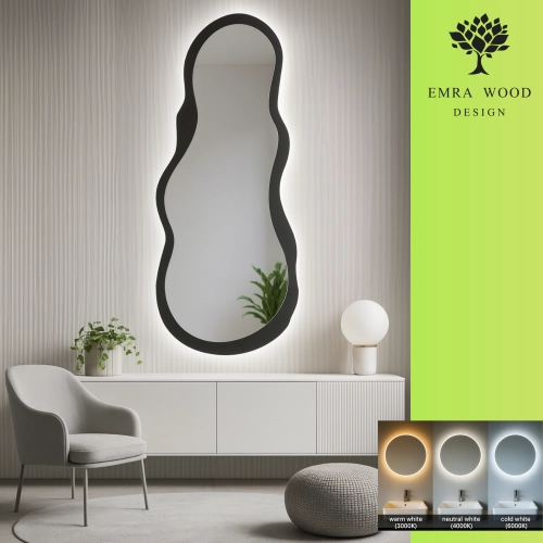 Lustro o nieregularnym kształcie w ramie mdf z podświetleniem- RISOL W RAMIE LED